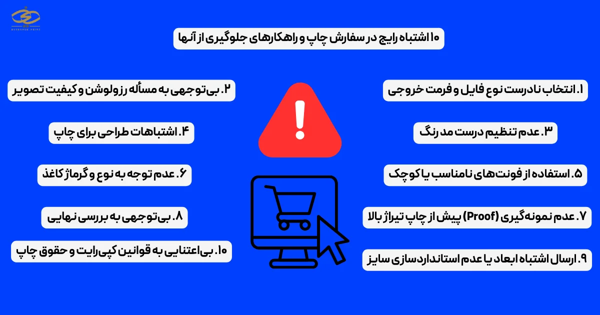 ۱۰ اشتباه رایج در سفارش چاپ و راهکارهای جلوگیری از آنها