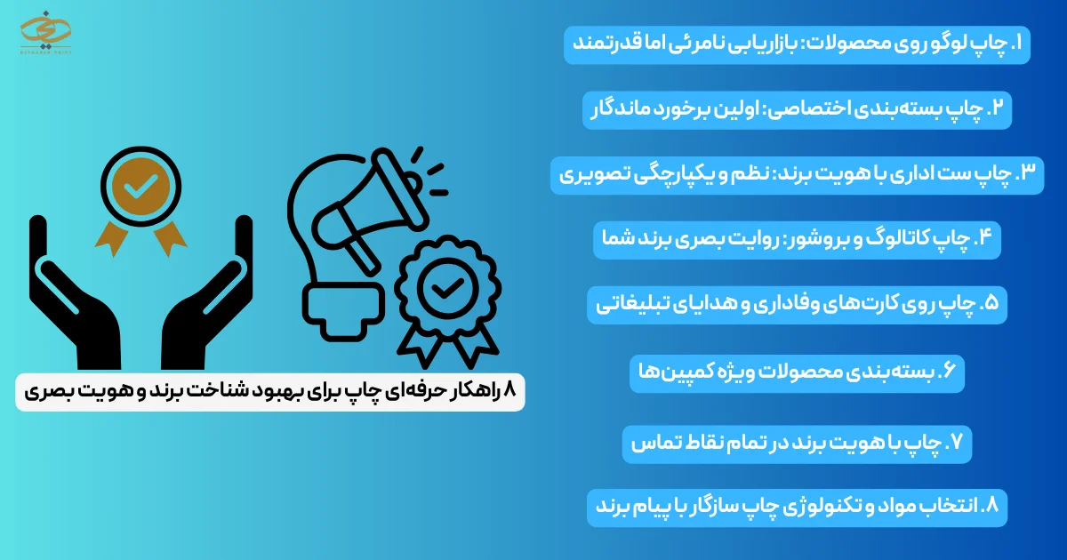 ۸ راهکار حرفه‌ای چاپ برای بهبود شناخت برند و هویت بصری