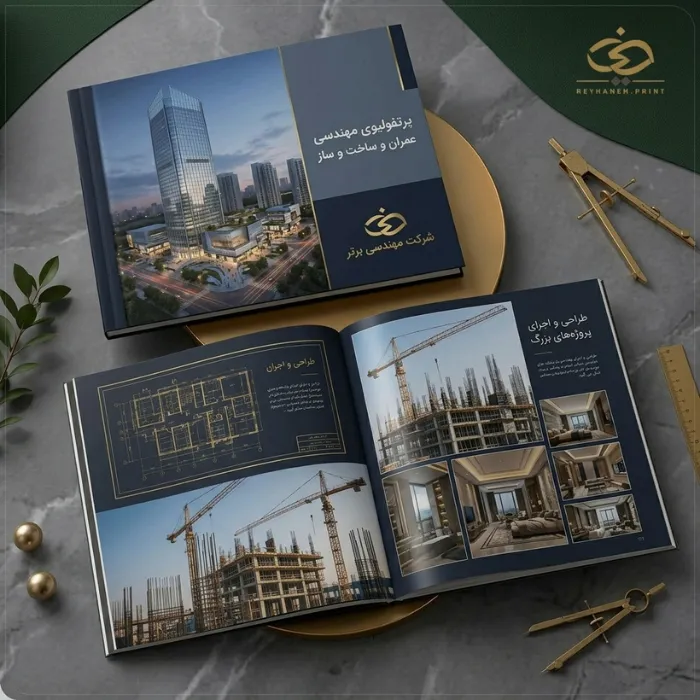 نمونه کار چاپ کاتالوگ شرکت ساختمانی - چاپ ریحانه